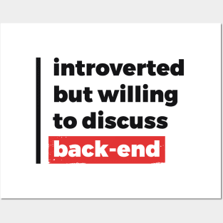 Introverted but willing to discuss back-end (Black & Red Design) Posters and Art